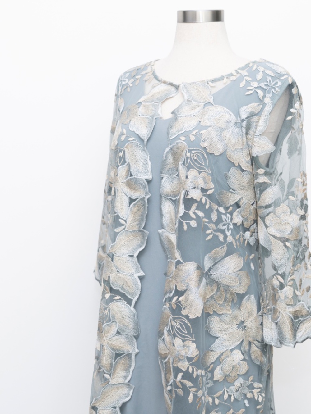 Alex Evenings - Embroidered Lace Mock Jacket Cocktail Dress - Picture 9 of 12